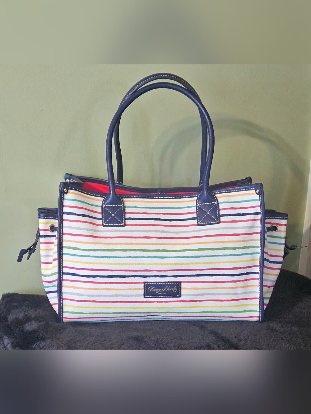 Dooney & Bourke Multi WaterColor Stripes Colorful Tote